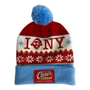 Raising Canes New York Time Square Exclusive Pom Pom Knit Adult Beanie Red White